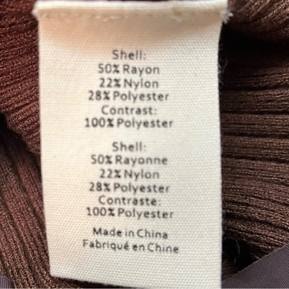 L’Agence NWT Lira Henley Ribbed V Neck Long Sleeve Sweater Bodysuit Brown Size L